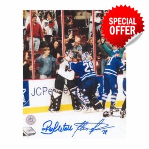 Felix Potvin & Ron Hextall Dual Signed Goalie Fight 8x10 Photo - Autographed NHL Photos