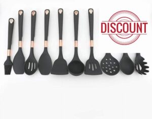 Silicone Cooking Utensil Set Kitchen Utensils 10 Pcs Cooking Utensils Set Non-Stick Heat Resistant Silicone Cookware with Stainless Steel Hole Cooking Utensil Set