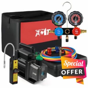 PB Motor TECH 4.5CFM 1/3HP Vacuum Pump with 3-Way R1234yf AC Manifold Gauge Set