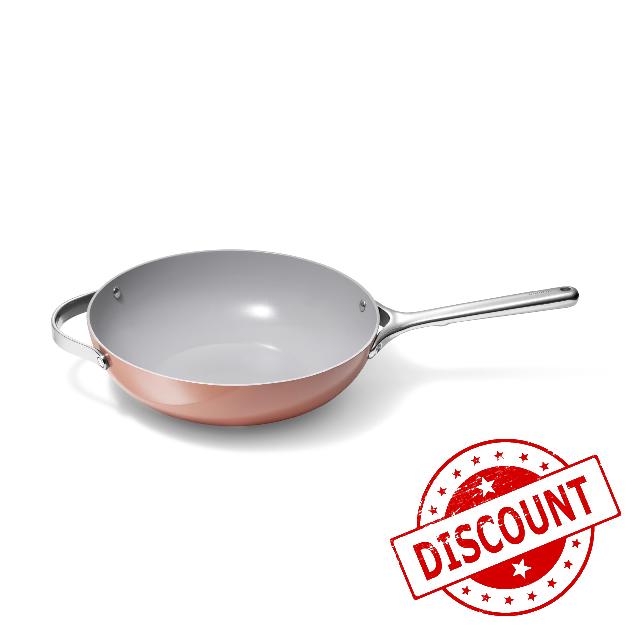 Caraway Non-Stick Stir Fry Pan - 12” Wok-Inspired Pan - Free From Forever Chemicals - High-Sloped Walls - Stainless Steel Handles - Perracotta