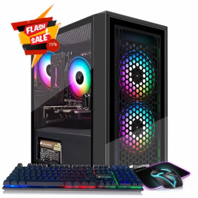 STGAubron-Gaming PC Computer Desktop-RX 560 4GB-Intel i7 Xeon E5 3.0GHz-16GB RAM-512GB SSD WiFi BT-5.0