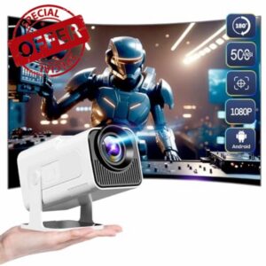 [180°Adjustable Stand]HIPPUS Smart Mini Projector with WiFi and Bluetooth