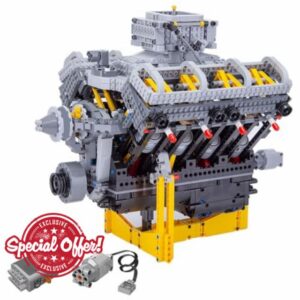 V8 Engine Building Bricks with Pushrod Camshaft
