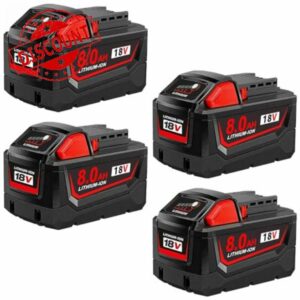4Pcs 18V 8000mAh Replacement Battery for Milw M-18 Battery Pack Compatible with Milw M-18 Lithium Battery 48-11-1890