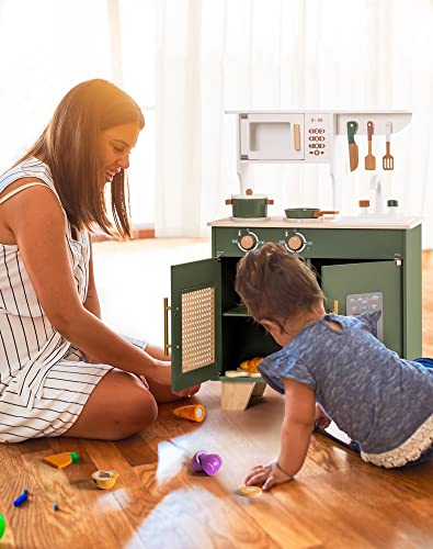 Kids Kitchen Playset Toy Kitchen Set for Kids Age 3 4 5 6 7 (Vintage Green)