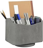 HofferRuffer Remote Control Holder PU Leather Caddy Organizers 360°Rotation Desktop Storage for T...