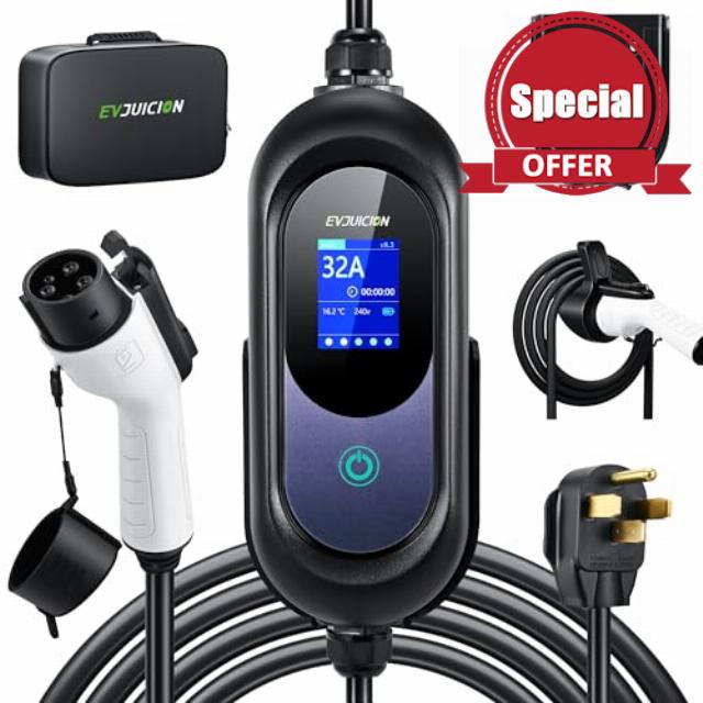 Level 2 EV Charger 32Amp 7.6kW 240V EV Charger Level 2 with Smart LED Screen