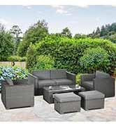 Outsunny 6PC Garden Rattan Sofa Set Bonzer Outdoor Furniture Patio Table Loveseat Stool Lounging ...