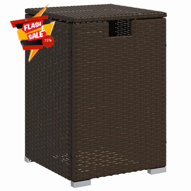 idaXL Propane Tank Cover Table – Brown Poly Rattan & Steel Frame