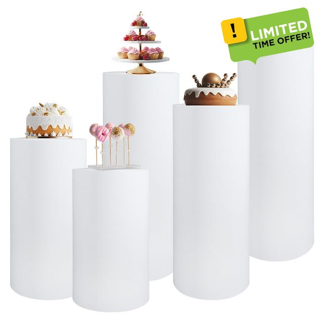 5Pcs White Cylinder Stands for Party