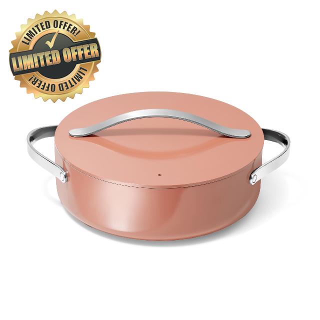 Caraway Rondeau - 6 Qt Non-Stick Pan with Lid - Free From Forever Chemicals - Perfect for Searing