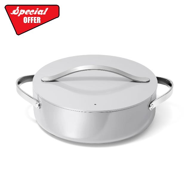 Caraway Rondeau - 6 Qt Non-Stick Pan with Lid - Free From Forever Chemicals - Perfect for Searing