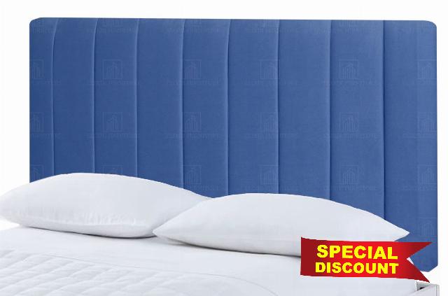 Portland Headboard Divan Bed Bedroom Decor Hotel Furniture Plush Velvet Fabric (Blue