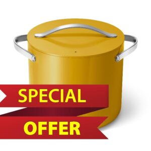 Caraway Stock Pot - 12 Qt Ceramic Coated Pot With Lid - Fee From Forever Chemicals - Large Pot for Bigger Batches - Marigold