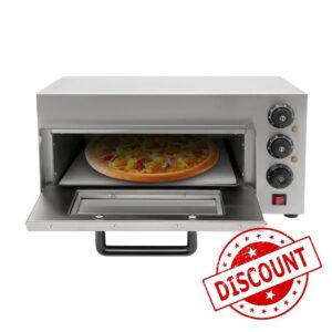 JAYGOVAN 16 Inch Electric 1.3kw Indoor Pizza Oven Countertop Pizza Oven Single Deck Stainless Steel Commercial Pizza Oven for Chicken