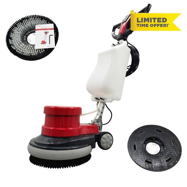 WYDDDARY 1100W Red Floor Polisher Commercial Floor Cleaner Polishing Machine Carpet Buffer Scrubber with 3gal Water Tank and 17" Base 154Rpm AC110V