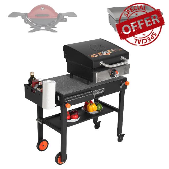 JiRiCHMi Portable Grill Table - Griddle Stand with Caddy Fit Blackstone Griddle 17"/22"