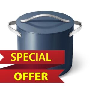 Caraway Stock Pot - 12 Qt Ceramic Coated Pot With Lid - Fee From Forever Chemicals - Large Pot for Bigger Batches - Navy