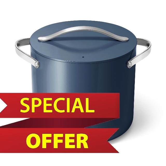 Caraway Stock Pot - 12 Qt Ceramic Coated Pot With Lid - Fee From Forever Chemicals - Large Pot for Bigger Batches - Navy