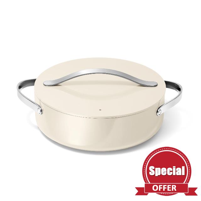 Caraway Rondeau - 6 Qt Non-Stick Pan with Lid - Free From Forever Chemicals - Perfect for Searing