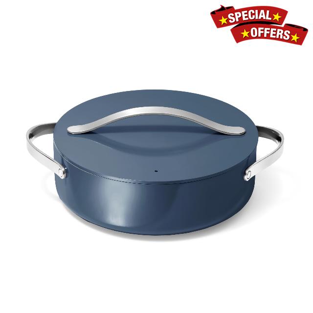 Caraway Rondeau - 6 Qt Non-Stick Pan with Lid - Free From Forever Chemicals - Perfect for Searing