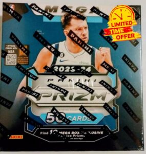 2023-24 Panini Prizm NBA Basketball Factory Sealed Mega Box with 10 Mega Box Exclusive Pink Ice Parallels 5 Packs of 10 Cards