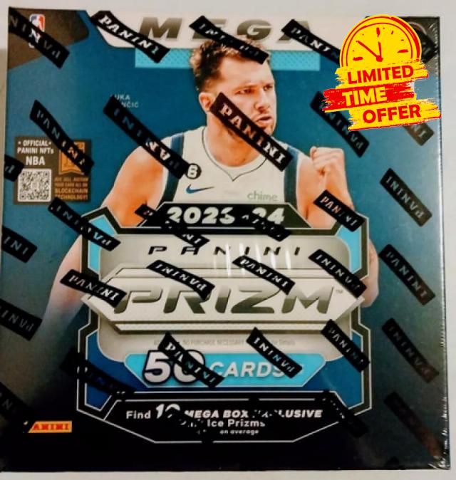 2023-24 Panini Prizm NBA Basketball Factory Sealed Mega Box with 10 Mega Box Exclusive Pink Ice Parallels 5 Packs of 10 Cards