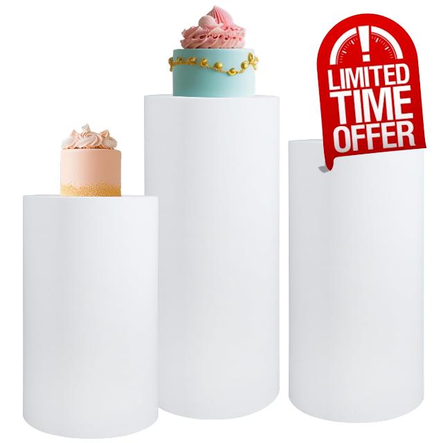 BLELEYLL 3Pcs Cilindros para fiestas redondos blancos,pedestal stand for parties,white cylinder stands for party,cilindros para decoraciones de fiestas for Wedding Ceremony Birthday Party Art Decor.