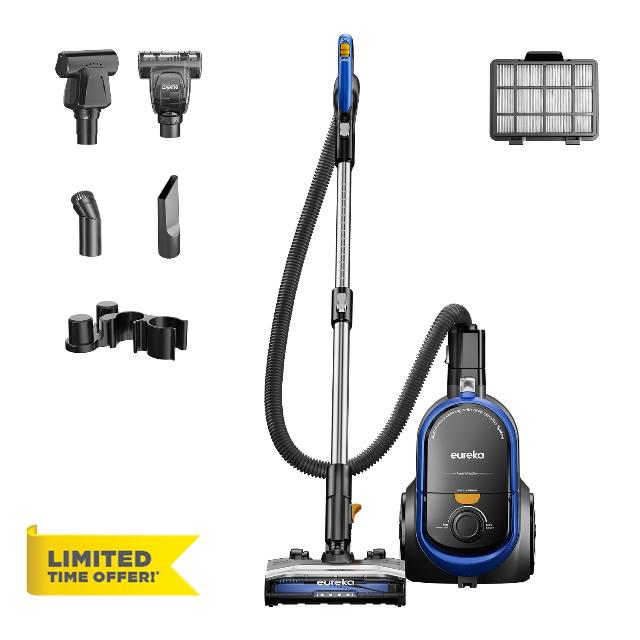 Eureka Bagless Canister Pet Friendly Vacuum Cleaner for Home with 2 Motors