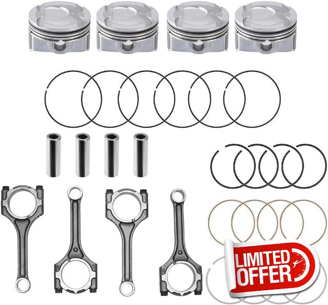 4 Pack Connecting Rod & Piston Kit For 1.6L H-yund.ai K-ia Accent Rio DOHC 2012-2016