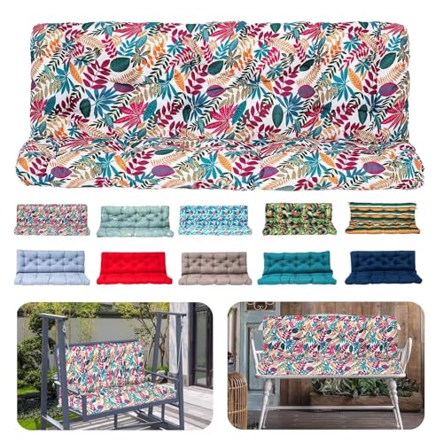 Waterproof 2-3 Seater Porch Swing Cushions with Backrest Thicken 5" Swing Bench Cushions for Outdoor Furniture Patio Garden Pad (Red Oak-60x40in)