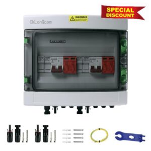 CNLonQcom PV Combiner Box for Solar Panels 2 Strings 500VDC