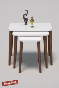 Furpinea Set of 3 Nesting Table Rectangular Tops with Wooden Legs