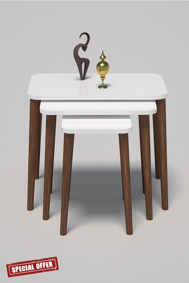 Furpinea Set of 3 Nesting Table Rectangular Tops with Wooden Legs