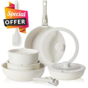 Sweetcrispy 12 Pcs Pots and Pans Set Nonstick - Kitchen Cookware Set with Detachable Handle