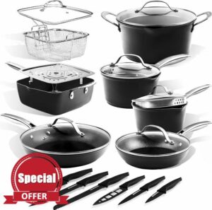 GRANITESTONE Armor Max 20 Pc Kitchen Pots and Pans Set Non Stick