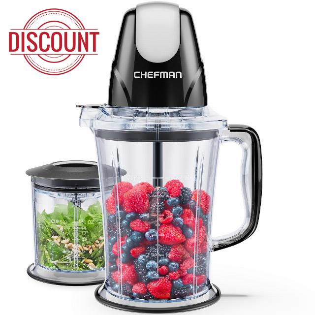 CHEFMAN 2-in-1 Food Processor and Portable Blender with 400W Motor