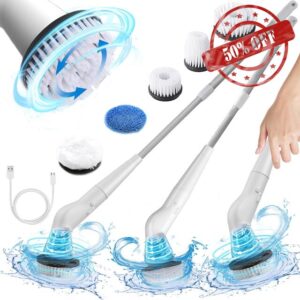 Electric Scrubbers High Speeds Scrubbers with 5 Replaceable Brush Heads and Adjust Extension Long Handle Power Cleaning Brush for Bathroom Floor Tile Window