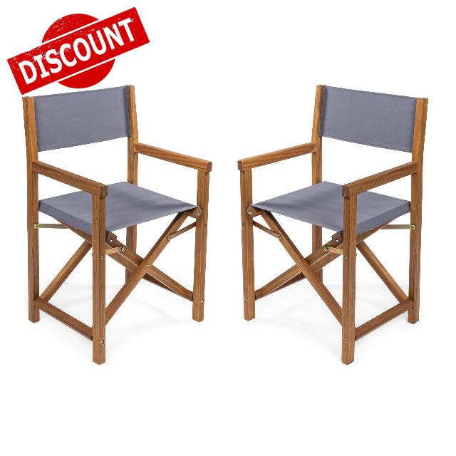 JONATHAN Y DRC1000A-SET2 Cukor Classic Vintage Outdoor Acacia Wood Folding Director Chair with Canvas Seat Mid-Century