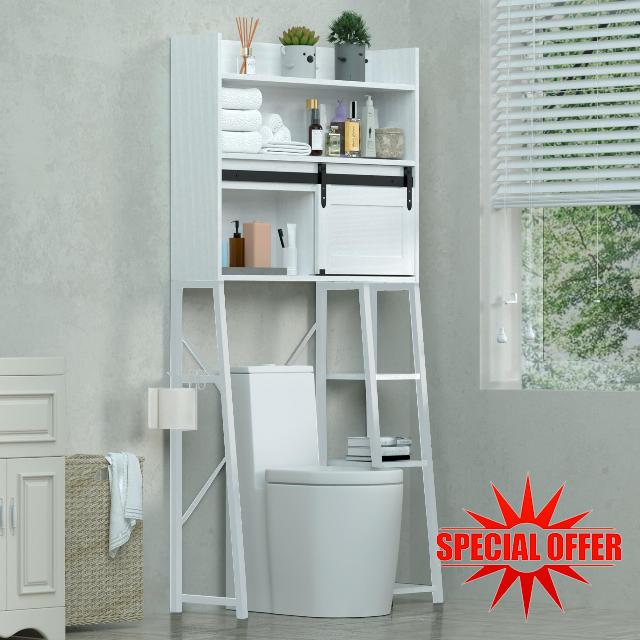 Over The Toilet Storage Cabinet with Toilet Paper Holder Stand