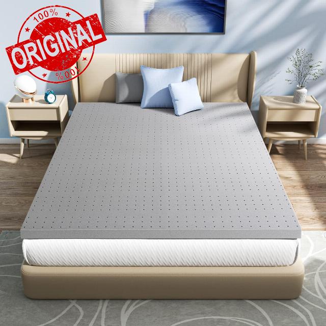 Maxzzz Memory Foam Mattress Topper- Charcoal Mattress Topper King 4 Inch Surmatelas Mousse Memoire Ventilated CertiPUR-US Breathable Ventilated Design Bed Topper