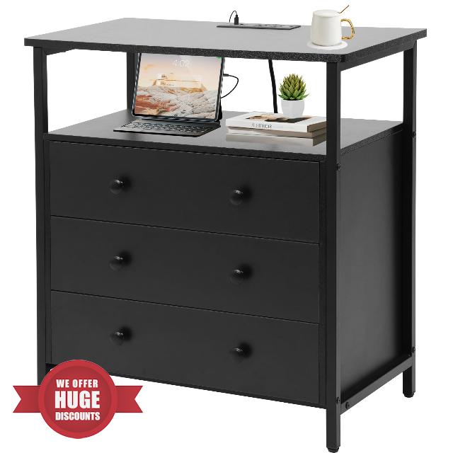 Edbuosy 3-Tier Wooden Drawer Nightstand