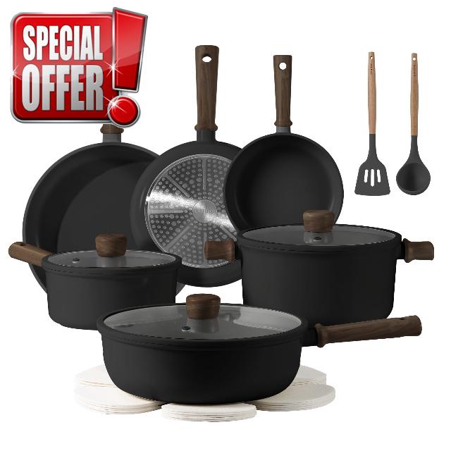 CAROTE 16pcs Pots and Pans Set Non Stick