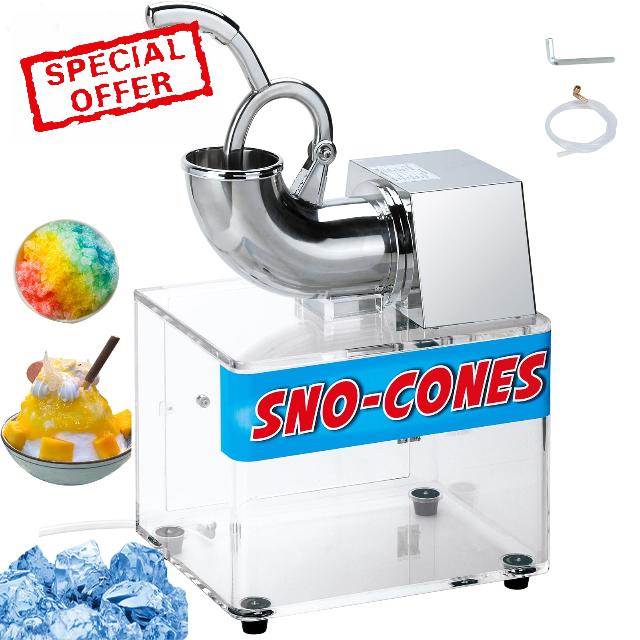 SNICE Snow Cone Machine Big Storage Box Ice Shaver Hotsell Shaved Ice Machine Dual Blade ETL plug Commercial Smoothies Ice Crusher Party Use 110V Business Use Summer Best Choice