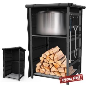 53in Storage Cabinet Station for Solo Stove Yukon/Bonfire/Ranger and more Smokeless Fire Pit Accessories with Waterproof Cover