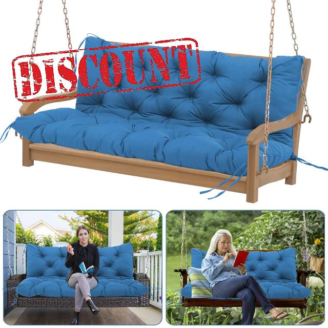 Porch Swing Cushion Waterproof Thicken 5" Peacock Blue 2-3 Seat 60 ×40" Replacement Swing Cushions with Backrest and Ties for Patio Backyard Porch Garden