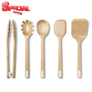 Caraway Wooden Utensil Set - 5 Piece Cooking Utensil Set - Spoon