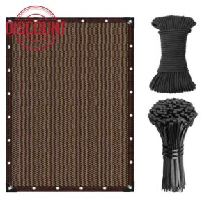 Brown Shade Cloth 90% Sunblock Net for Garden Patio，Shade Sails Taped Edge with Grommets，Durable Garden Mesh Net for Outdoor Plant Greenhouse Flowers
