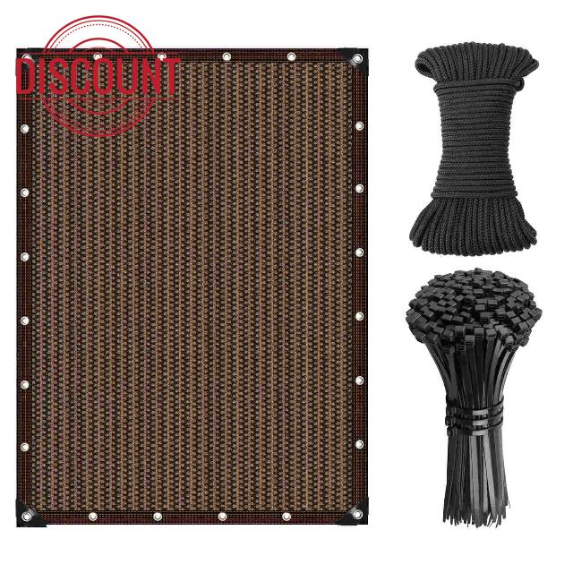 Brown Shade Cloth 90% Sunblock Net for Garden Patio,Shade Sails Taped Edge with Grommets,Durable Garden Mesh Net for Outdoor Plant Greenhouse Flowers