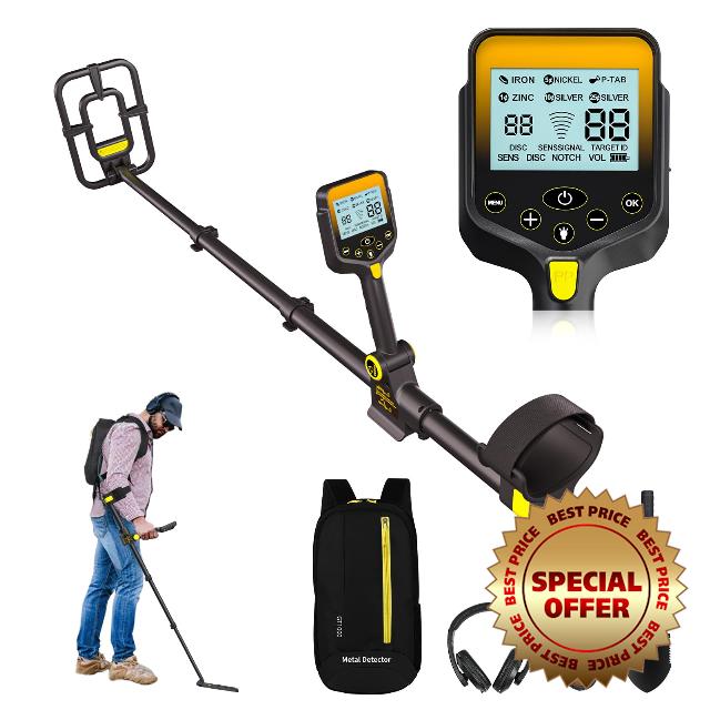 OKESAM Metal Detector for Adults Waterproof - 2000Amh Chargeable Professional Wireless Gold Detector with LCD Display